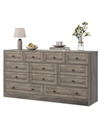 12 Drawer Wooden Dresser and TV Stand for Bedroom, Living Room, and Home Office
