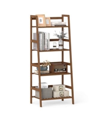 4-Tier Bamboo Ladder Shelf Plant Display Stand Rack Bookshelf