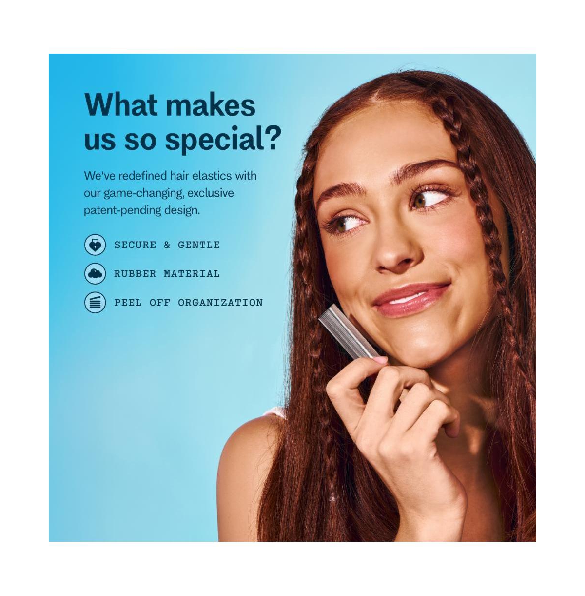 Gimme Beauty Medium Hair Premium Elastics - Clear Hair Ties with Innovative Storage Stack - No-Slip, Durable Bands for All Day Use