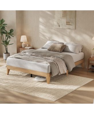 Wood Platform Bed - Noise-Free Design with Metal and Wood Slat Support, No Box Spring Needed, Easy Assembly
