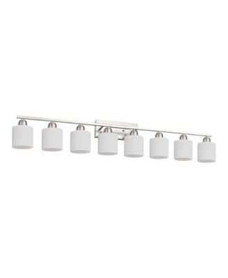 8-Light Bathroom Light Fixtures, 52inch Nickel Vanity Light with Glass Shade, Modern Bathroom Wall Lights Over Mirror for Home