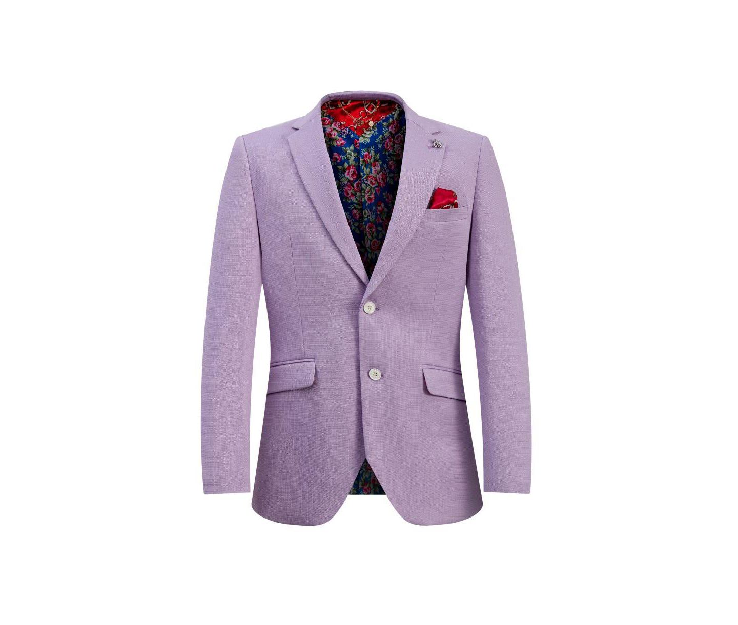 Мужская куртка Elie Balleh Slim Fit Solid Blazer Sports Coat, цвет: Лавандовый — фото 3