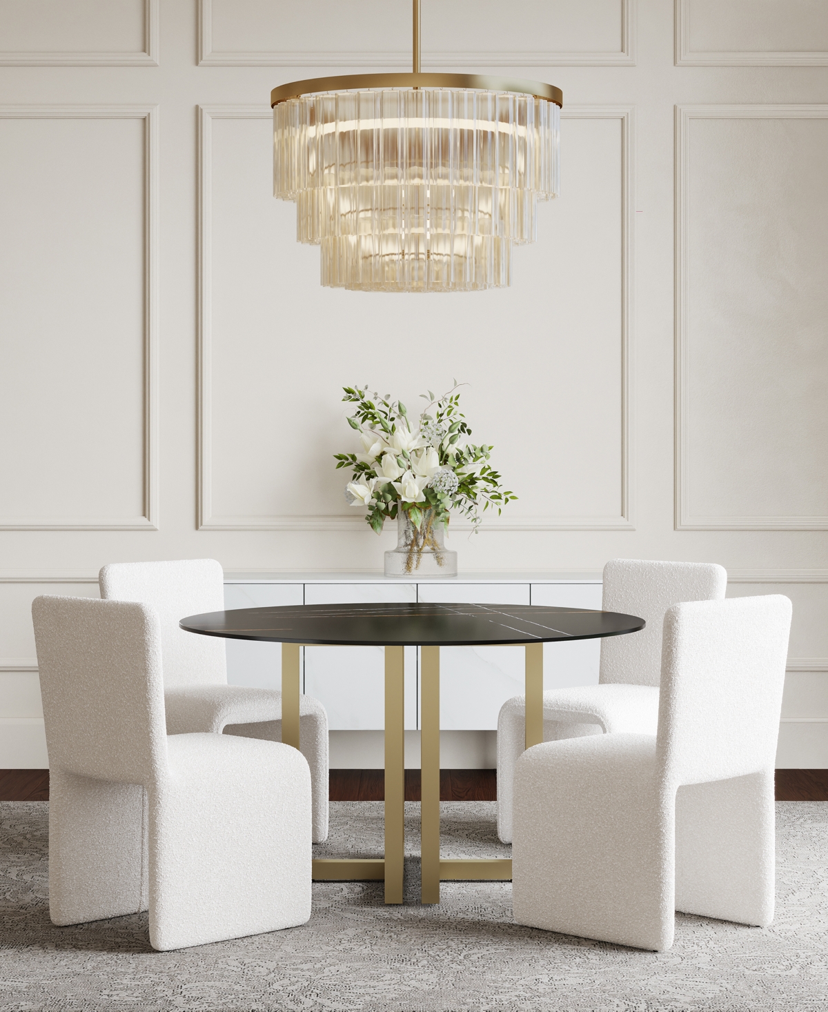 Furniture Emila 5-Pc. Dining Set (Round Table & 4 Upholstered Chairs)