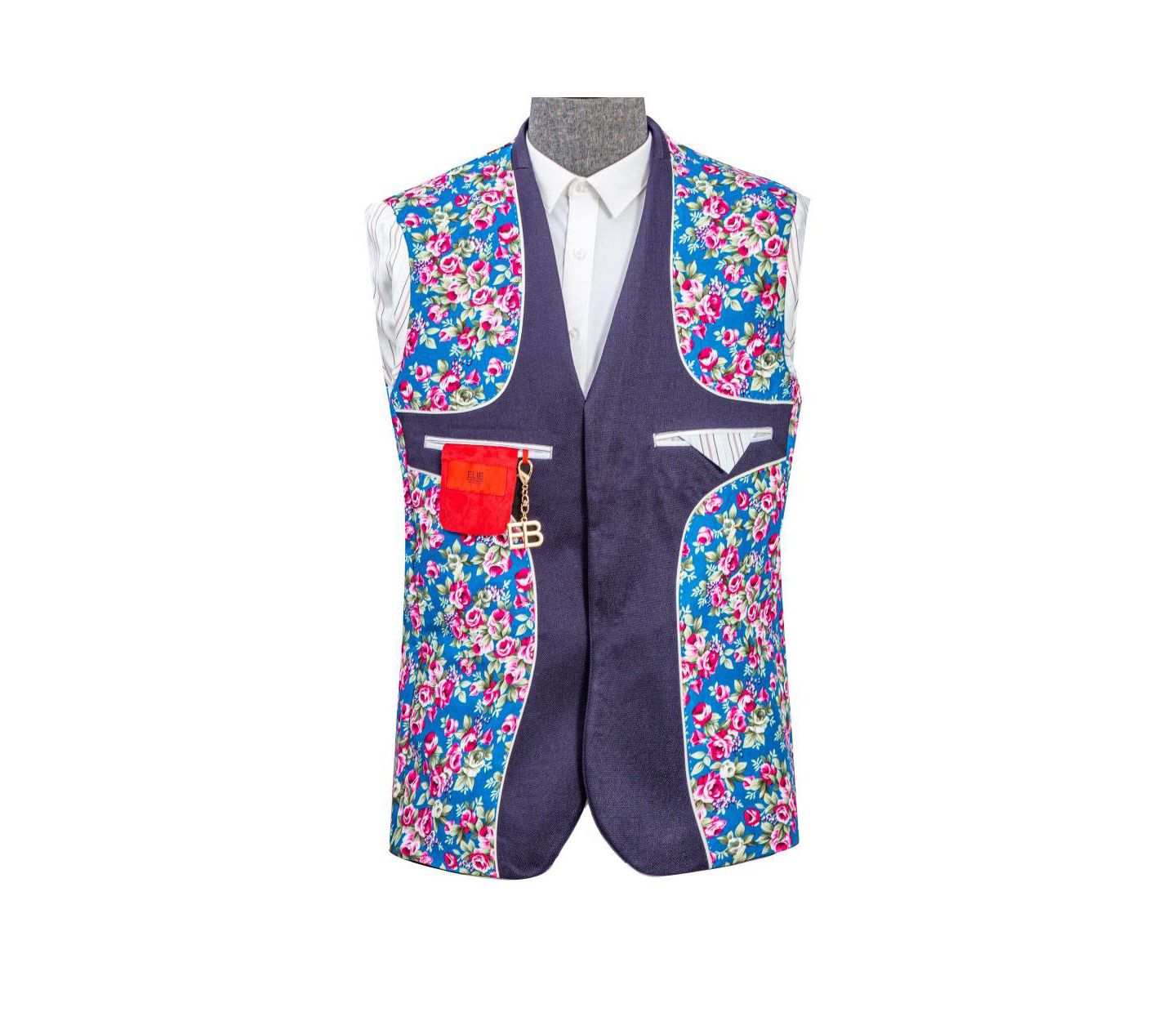 Мужская куртка Elie Balleh Slim Fit Solid Blazer Sports Coat, цвет: Тёмно-синий — фото 5