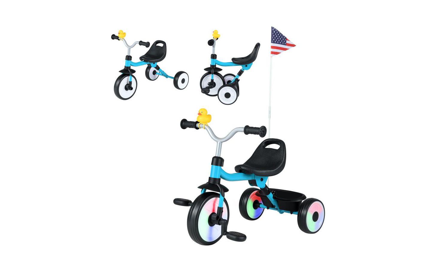 Детская игрушка Slickblue Kids Tricycle with Adjustable Seat and Storage Basket, цвет: Синий — фото 1
