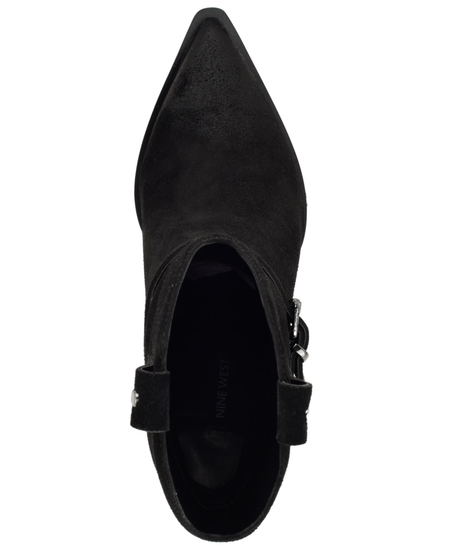 Женские ботинки Nine West Weslie Suede Western Block Heel Booties, цвет: Чёрный замшевый — фото 4