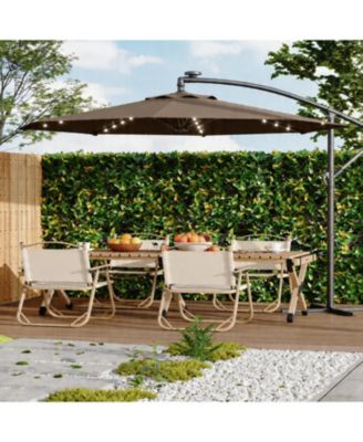 10Feet Offset Cantilever Umbrella, Waterproof UV-Resistant, Adjustable Tilt, Steel Frame and Cross Base for Deck, Pool, Backyard