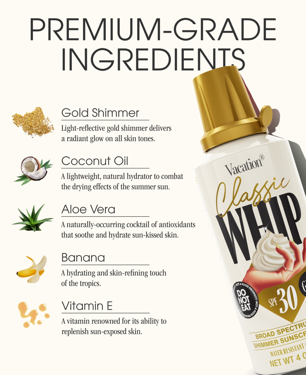Vacation Classic Whip Glow Spf 30 Sunscreen, 4 oz.