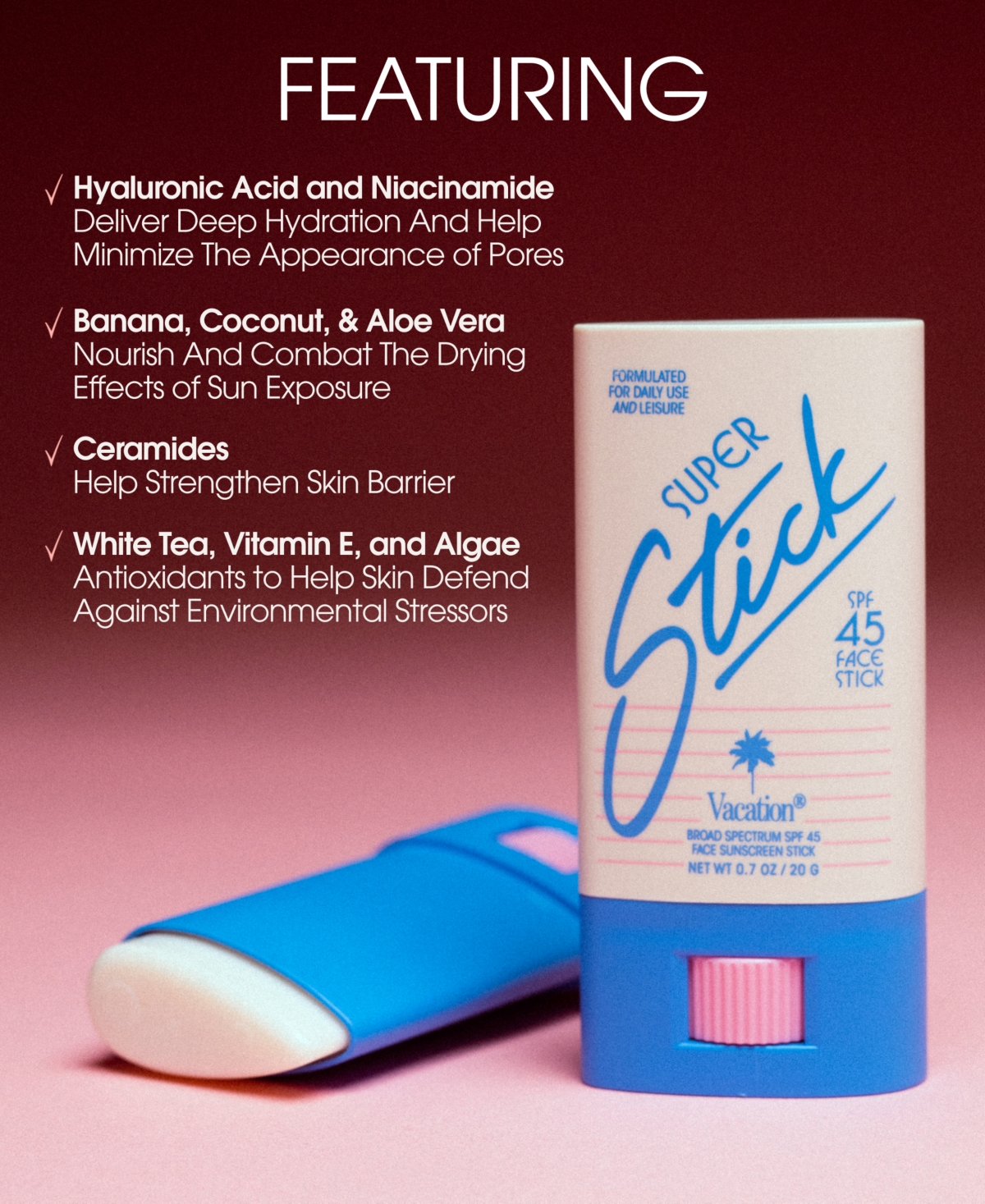 Vacation Super Stick Spf 45 Sunscreen, 0.7 oz.