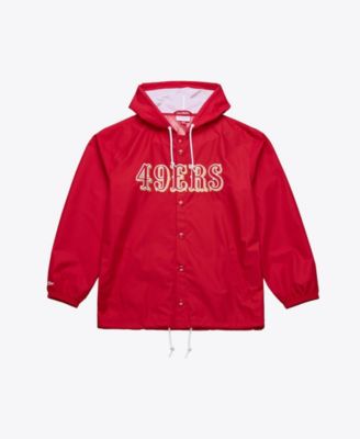Men's Scarlet San Francisco 49ers Coaches Full-Snap Hooded Windbreaker Jacket