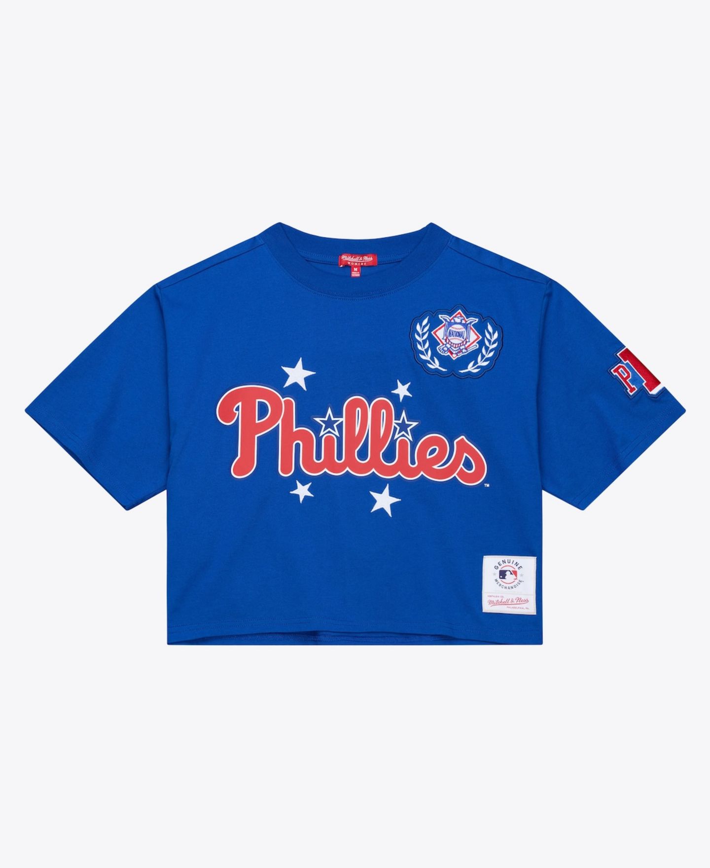 Женская футболка Mitchell & Ness Royal Philadelphia Phillies Pep Rally Cropped Boxy — фото 1