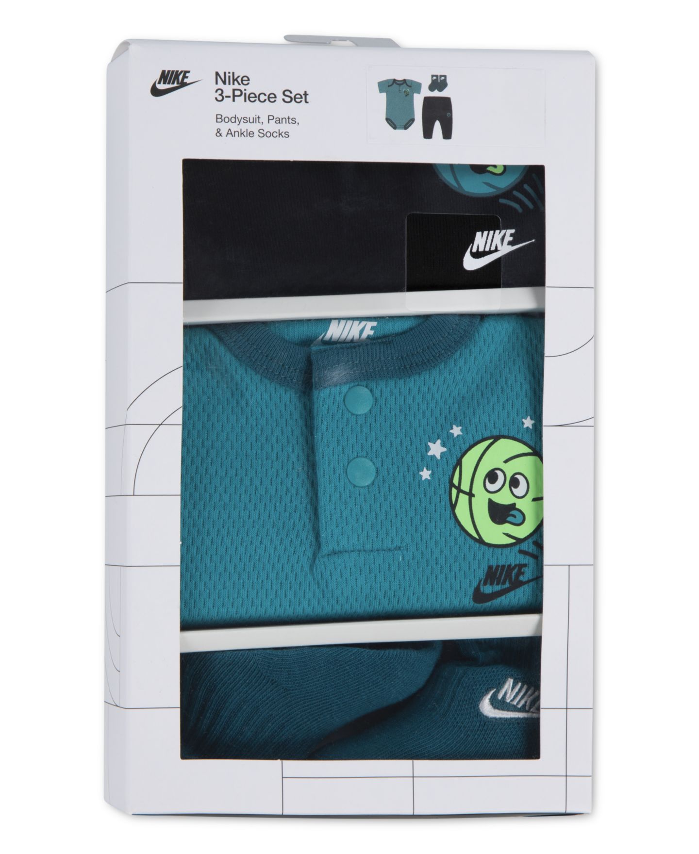 Детский комплект Nike Multisport для малыша: боди, брюки и носки, 3 предмета, цвет: Аквамариновый — фото 5