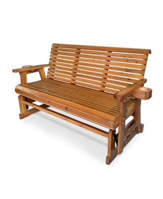 5 Foot 3-Seater Patio Glider with Cup Holders, High Roll Back and Deep Contoured Seat