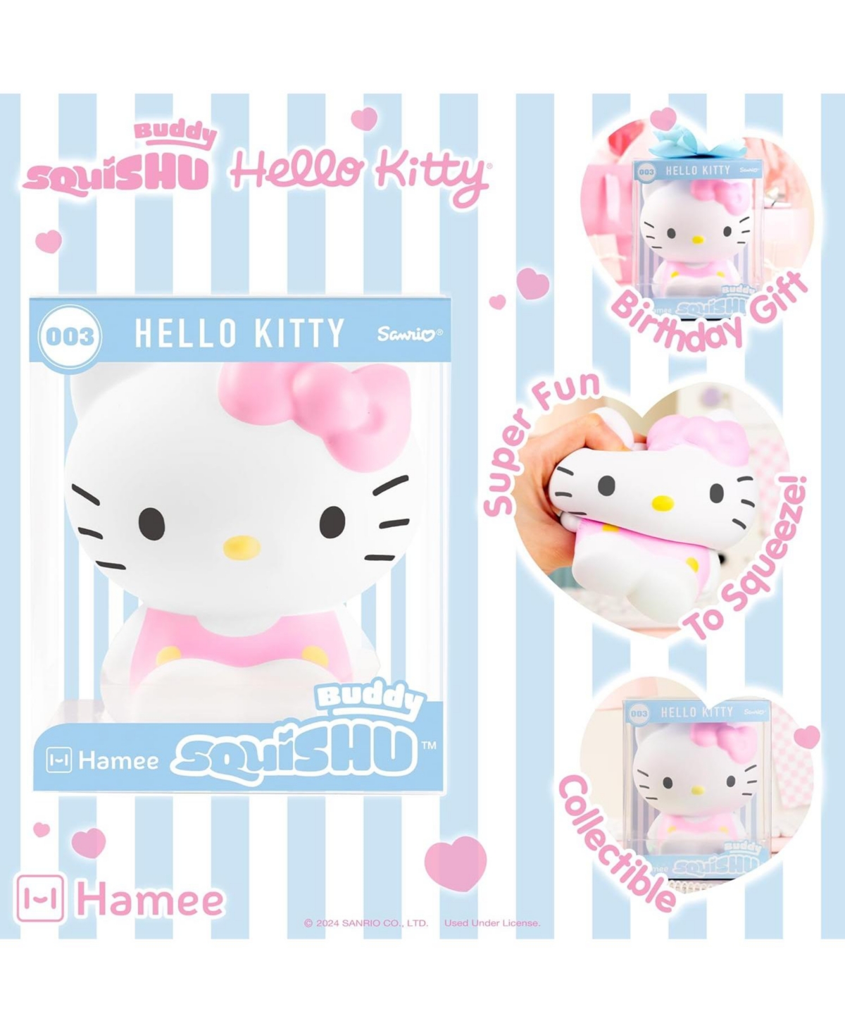 Hamee Squishy Buddy Toy Sanrio Characters Figure Slow Rising Cute Birthday Gift, Stress Relief, Collectible Deskterior Play Doll - Hello Kitty