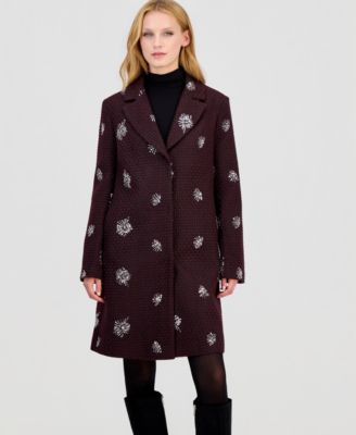 Women's Boucle-Sequin Mid-Length Coat