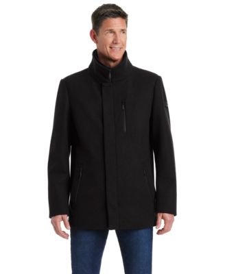 Men's Funnel Neck Wool Blend Car Coat