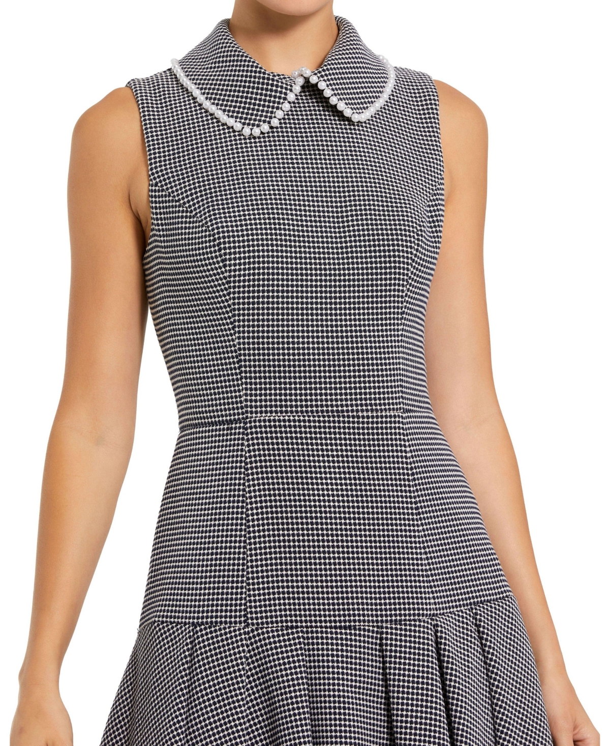 Mac Duggal Women's Sleeveless Boucle Mini Dress with Peter Pan Collar