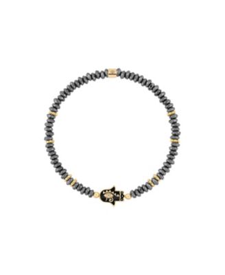 Hematite Eye of Horus Hamsa Charm Bracelet
