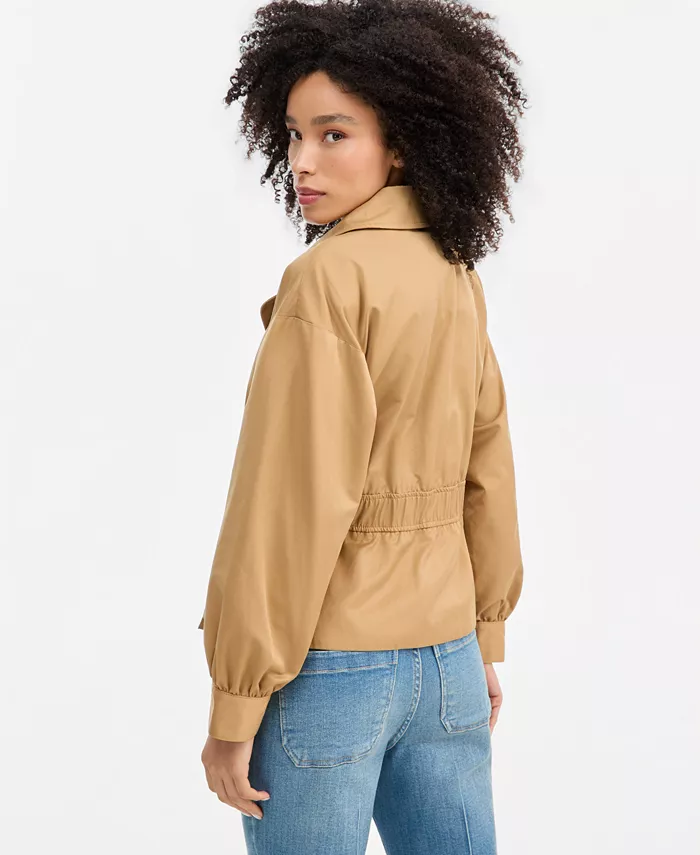 Women's Belted Khaki Trench Double-Breasted Jacket - thumbnail 4