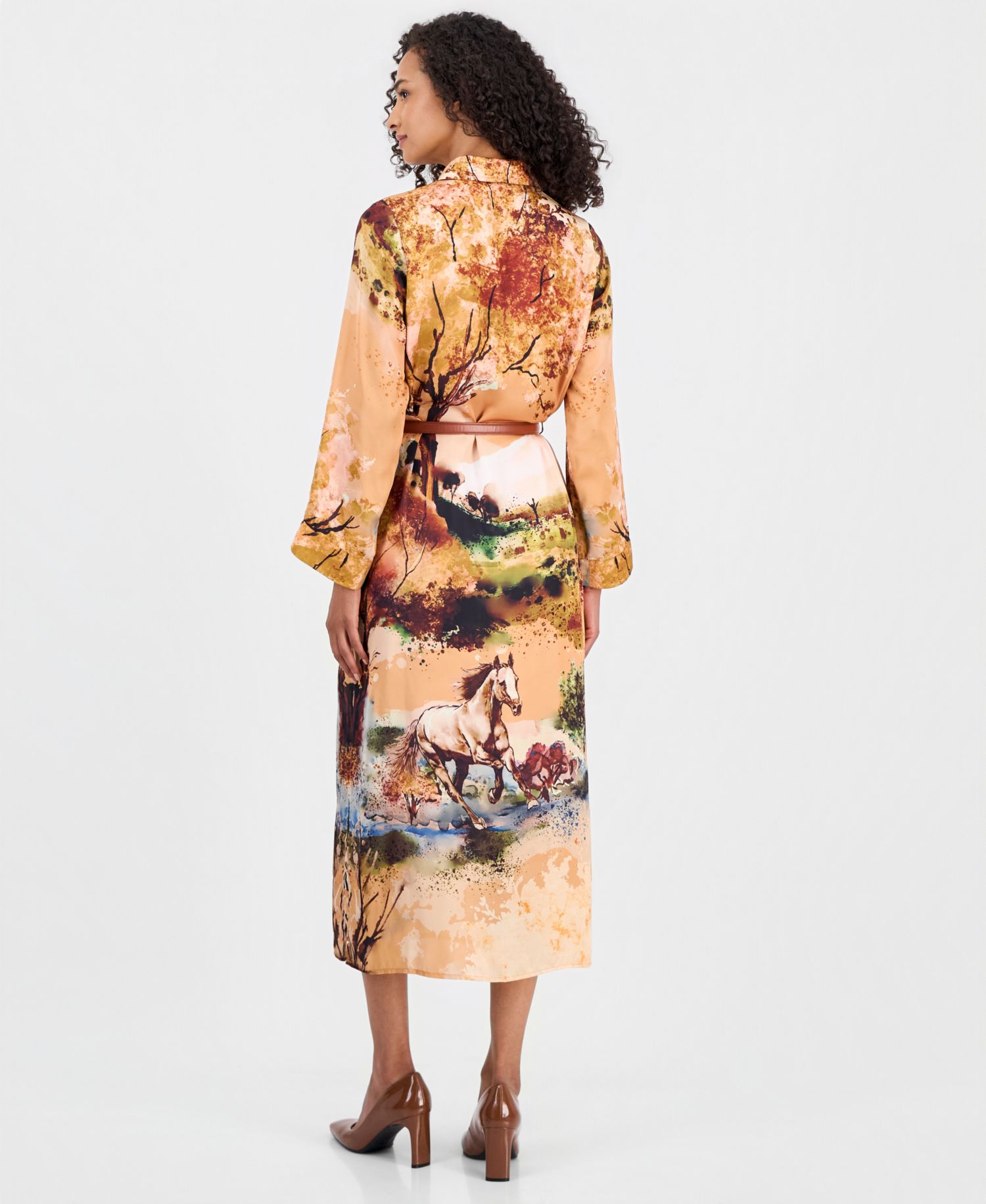 Women's Printed Belted Shirtdress