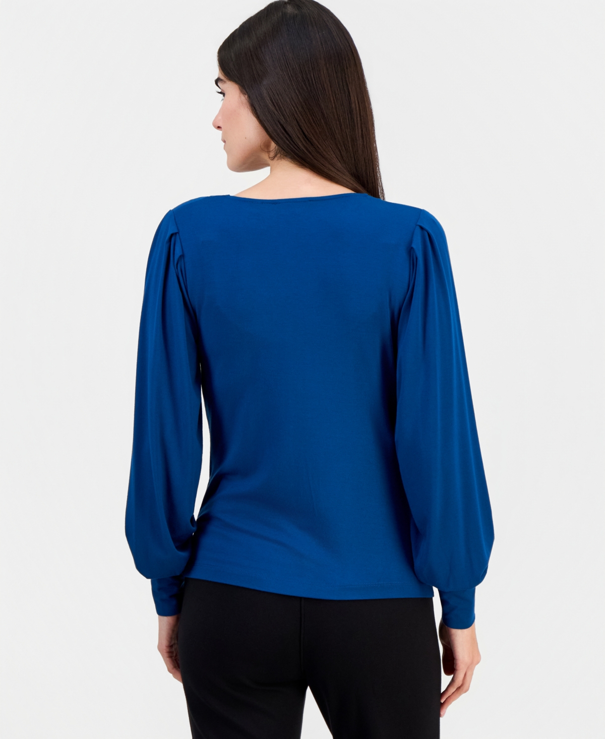 T Tahari Women's Cowl-Neck Balloon-Sleeve Top