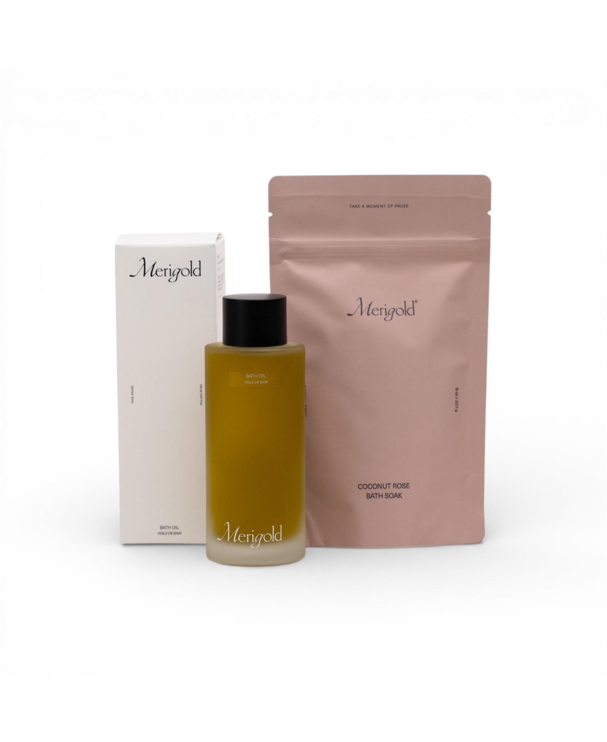 Merigold, Bath Oil and Coconut Rose Bath Soak Bundle
