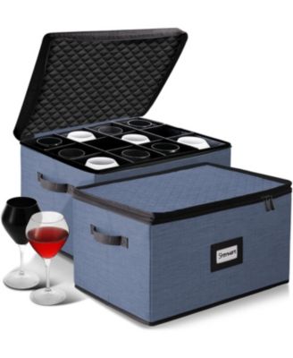 Wine Glass Storage Box with Dividers