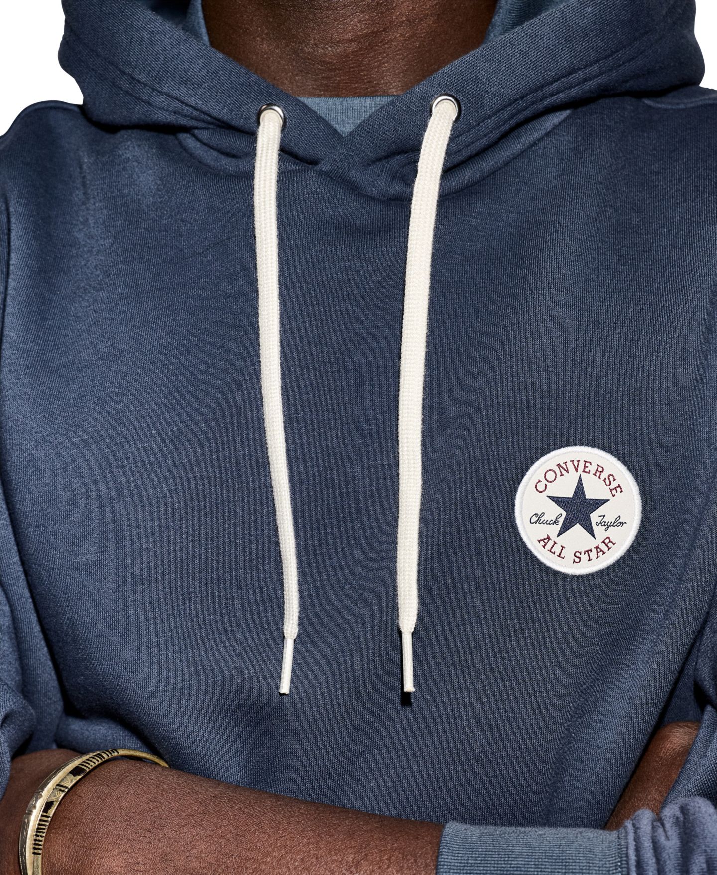 Мужское худи Converse Chuck Patch Fleece Regular-Fit, цвет: Тёмно-синий — фото 4
