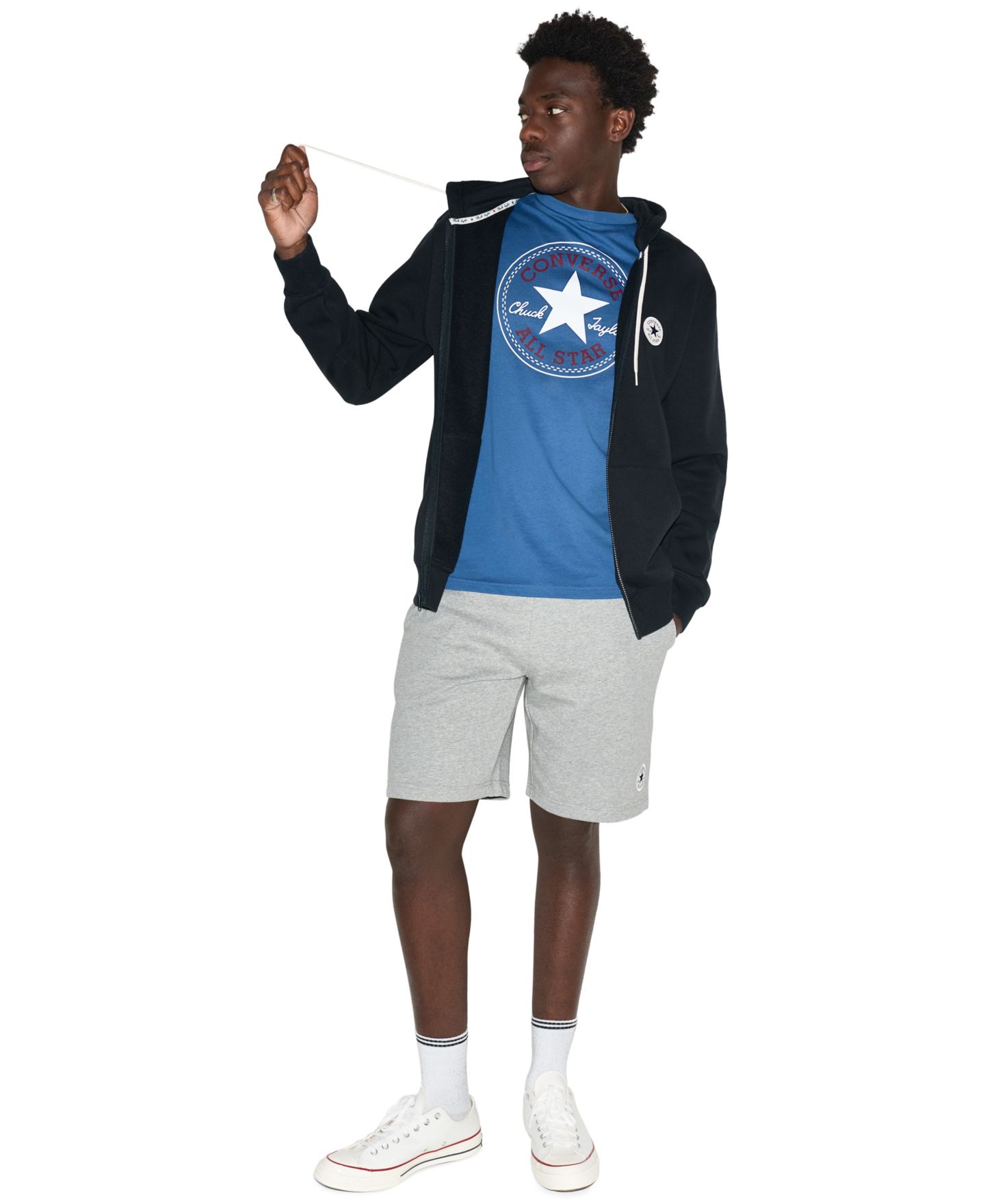 Мужское худи Converse Chuck Patch Full-Zip, цвет: Чёрный — фото 2