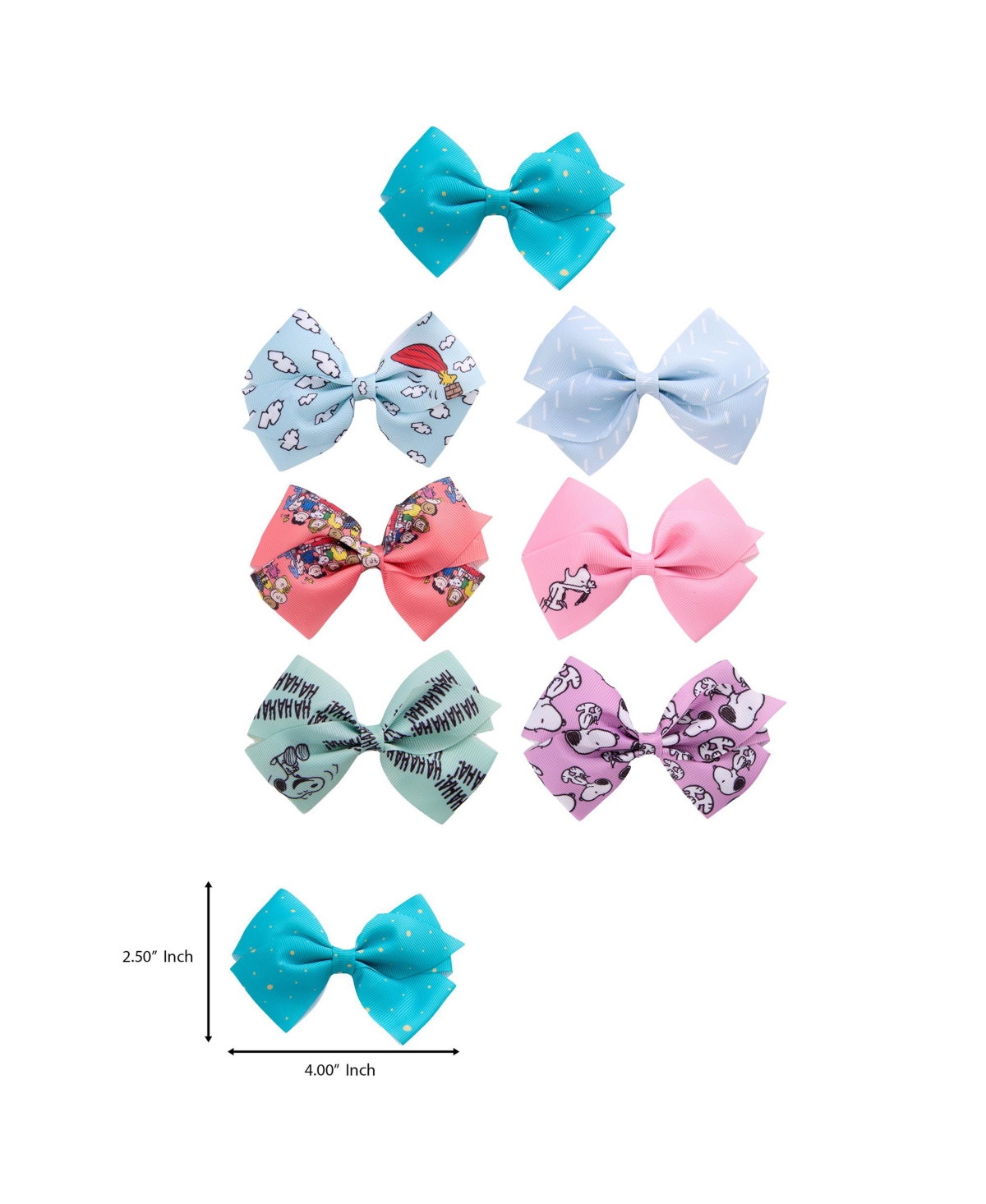 Peanuts Snoopy Woodstock Hair Bows 7-Piece Set Official License, Peanuts Gifts