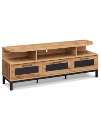 Modern TV Stand with 3 Drawers and Open Shelves