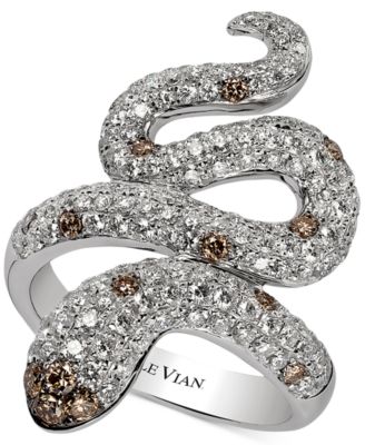 silver diamond snake ring