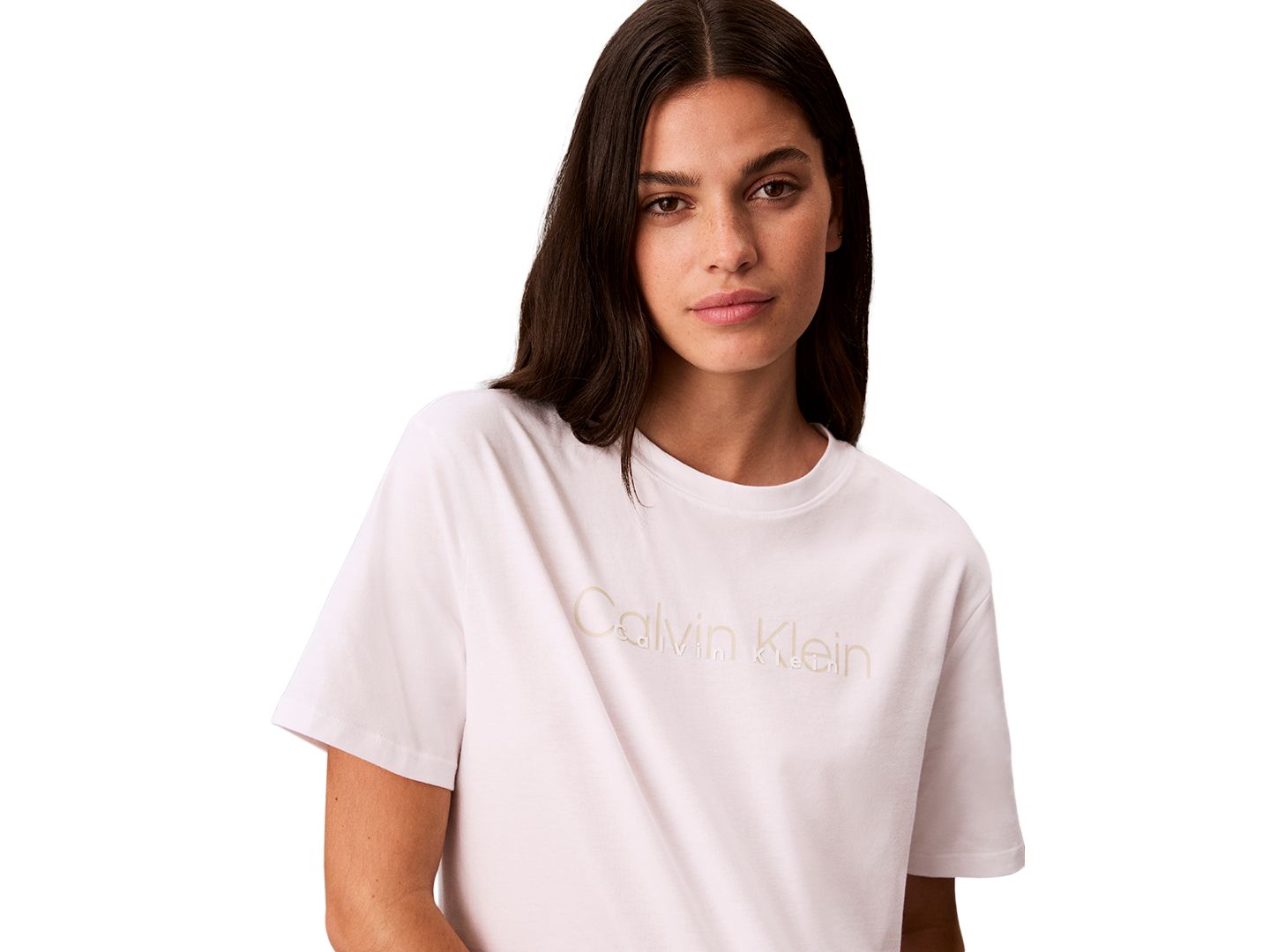 Женская футболка Calvin Klein Performance Double Logo High Hip, цвет: Яркий белый — фото 4