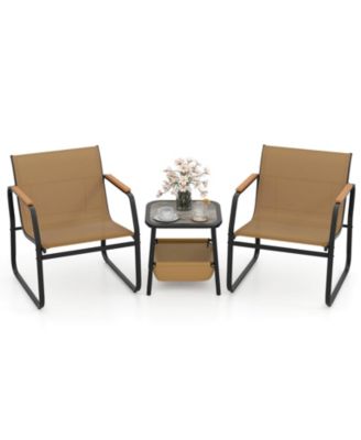 Patio Furniture Set with Breathable Mesh Fabric and Metal Frame Garden