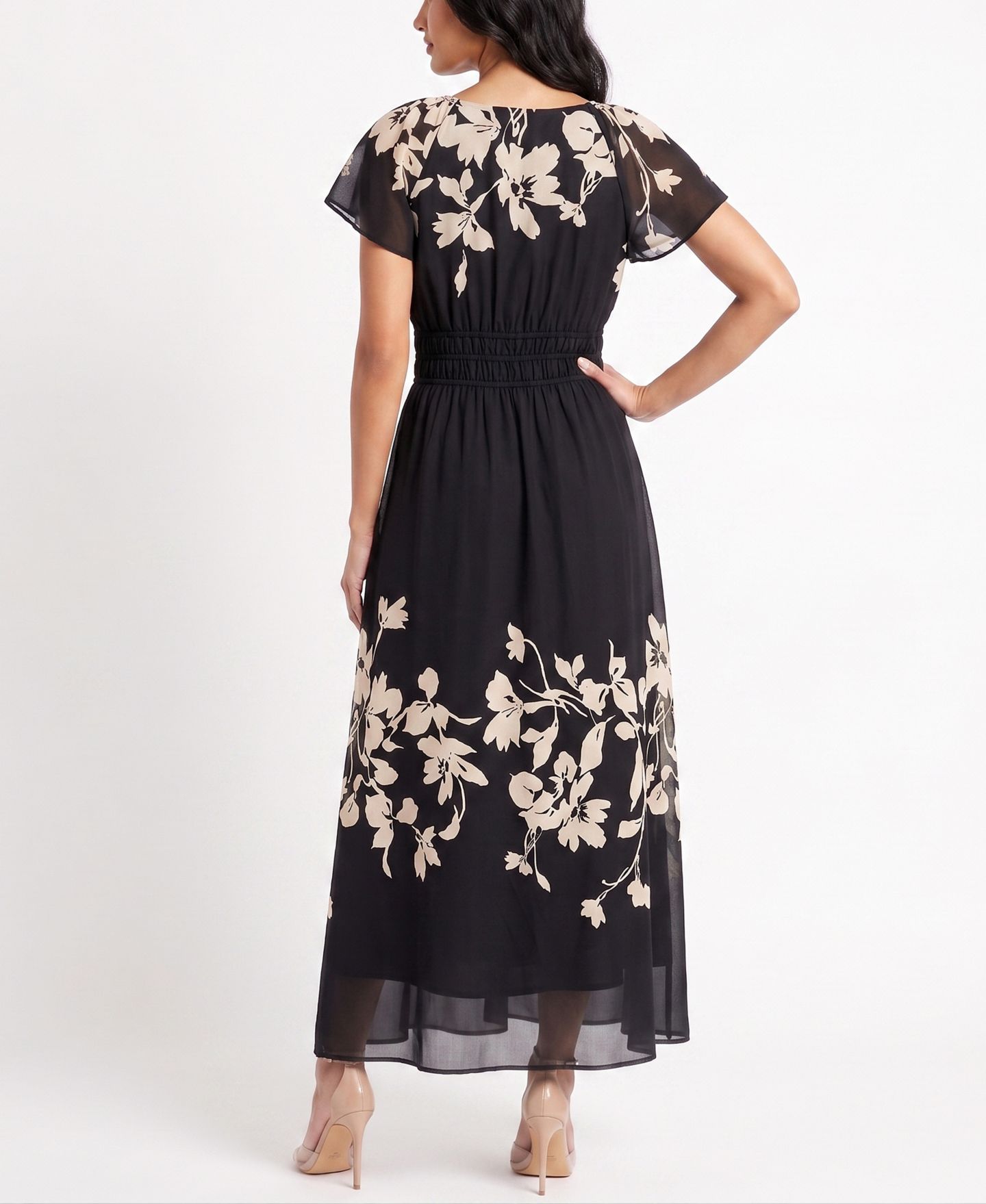 Женское платье Taylor Floral Smocked Waist, цвет: Чёрный дубовый — фото 3