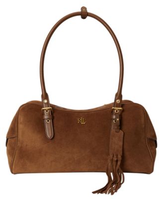 Marcy Zipper Suede Large Satchel Handbag