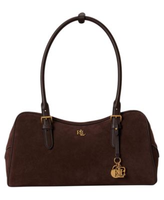 Marcy Zipper Suede Charms Large Satchel Handbag