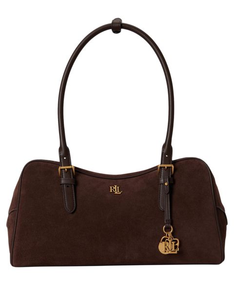 Женская сумка Lauren Ralph Lauren Marcy Zipper Suede Charms Large Satchel, цвет: Каштановый коричневый
