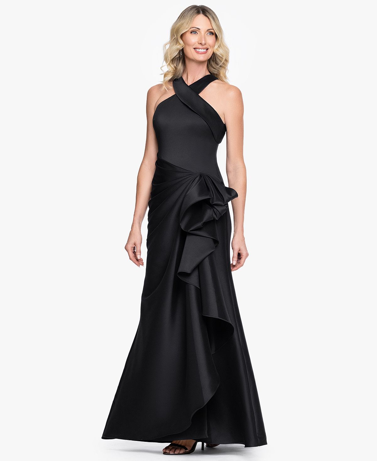 XSCAPE Women's Stretch Mikado Halter Neck Ball Gown view 2 — MAYCSS fashion products