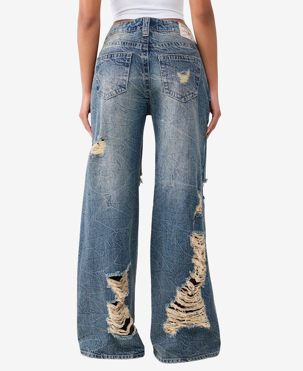 True Religion Women's Destroyed Jessie Layered Baggy Jeans view 4 — MAYCSS fashion products