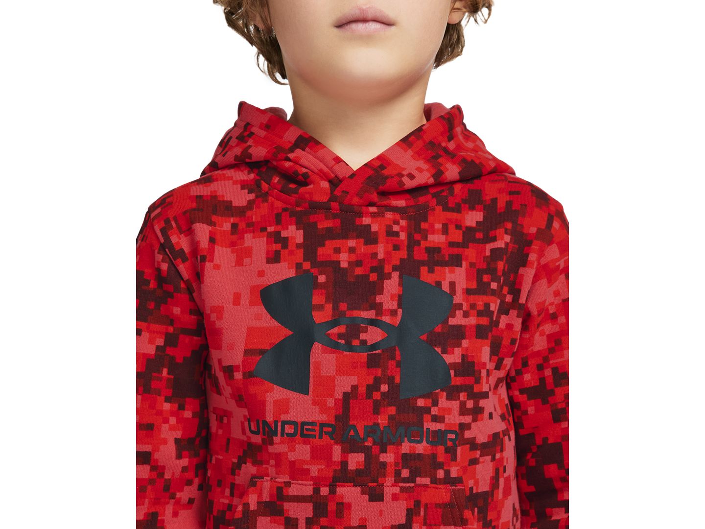 Детский комплект Under Armour Rival: флисовое худи и джоггеры, 2 предмета, цвет: Красный камуфляжный — фото 3