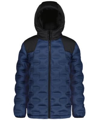 Boys' 8-20 Solid Blue Full-Zip Puffer Hooded Jacket
