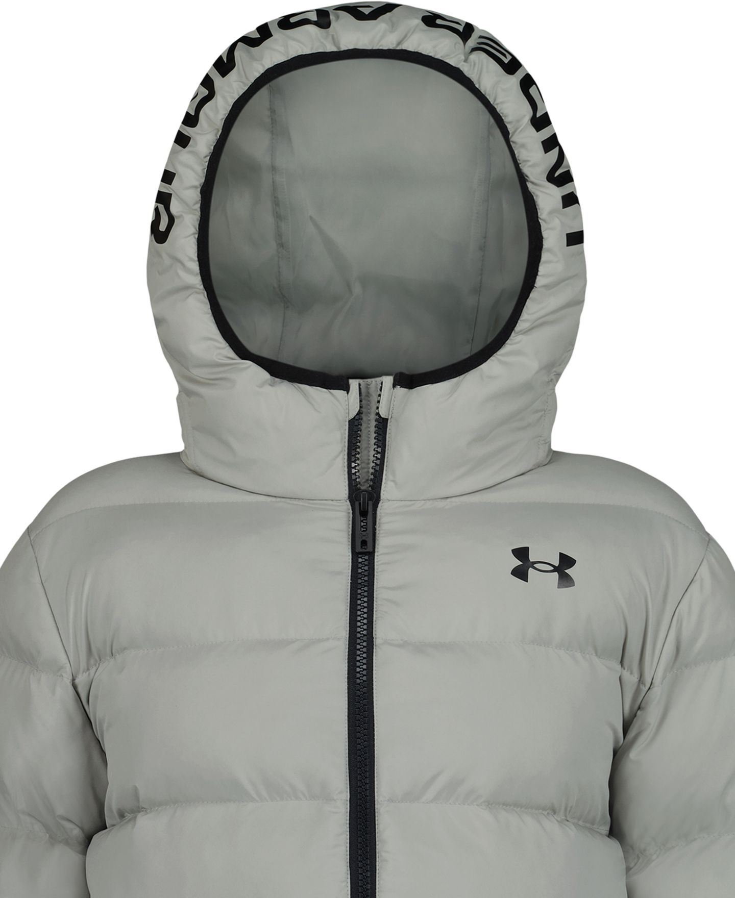 Куртка Under Armour Logo Full-Zip Puffer Hooded Jacket для мальчиков, цвет: Бежевый / Чёрный — фото 21