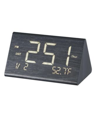 Digital Alarm Clock, Wooden Desk Clock with Dual Alarm, USB Port, Snooze, Night Light, Voice Control, Adjustable Volume, Bedside Desktop Clock