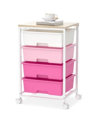 4-Tier Mobile Storage Cart with Drawers