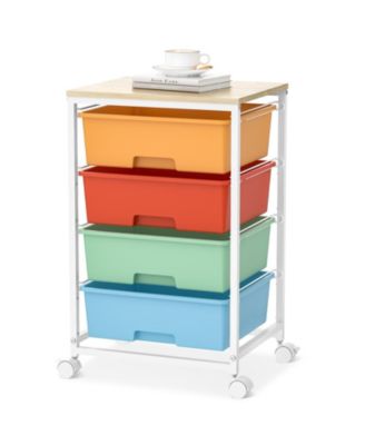 4-Tier Mobile Storage Cart with Drawers