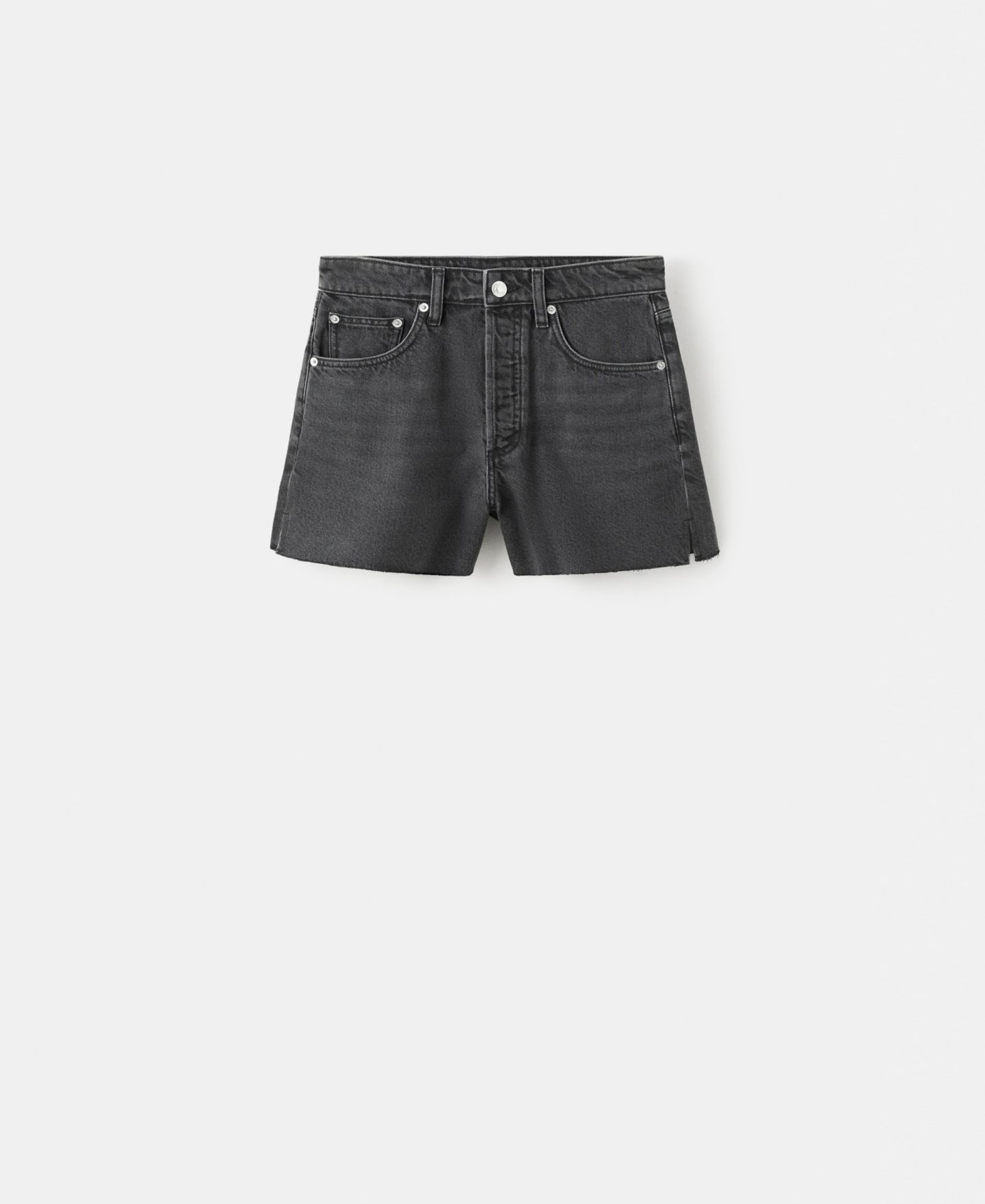 Женские шорты Mango Frayed Hem Denim Shorts, цвет: Чёрный джинсовый — фото 1