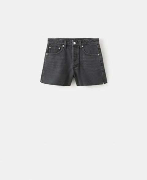 Женские шорты Mango Frayed Hem Denim Shorts, цвет: Чёрный джинсовый