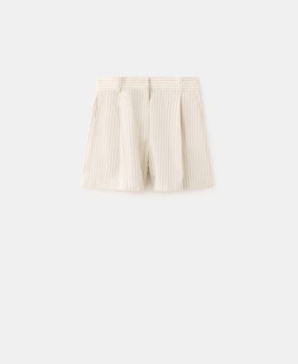 Women's Pinstripe Pleated Bermuda Shorts
