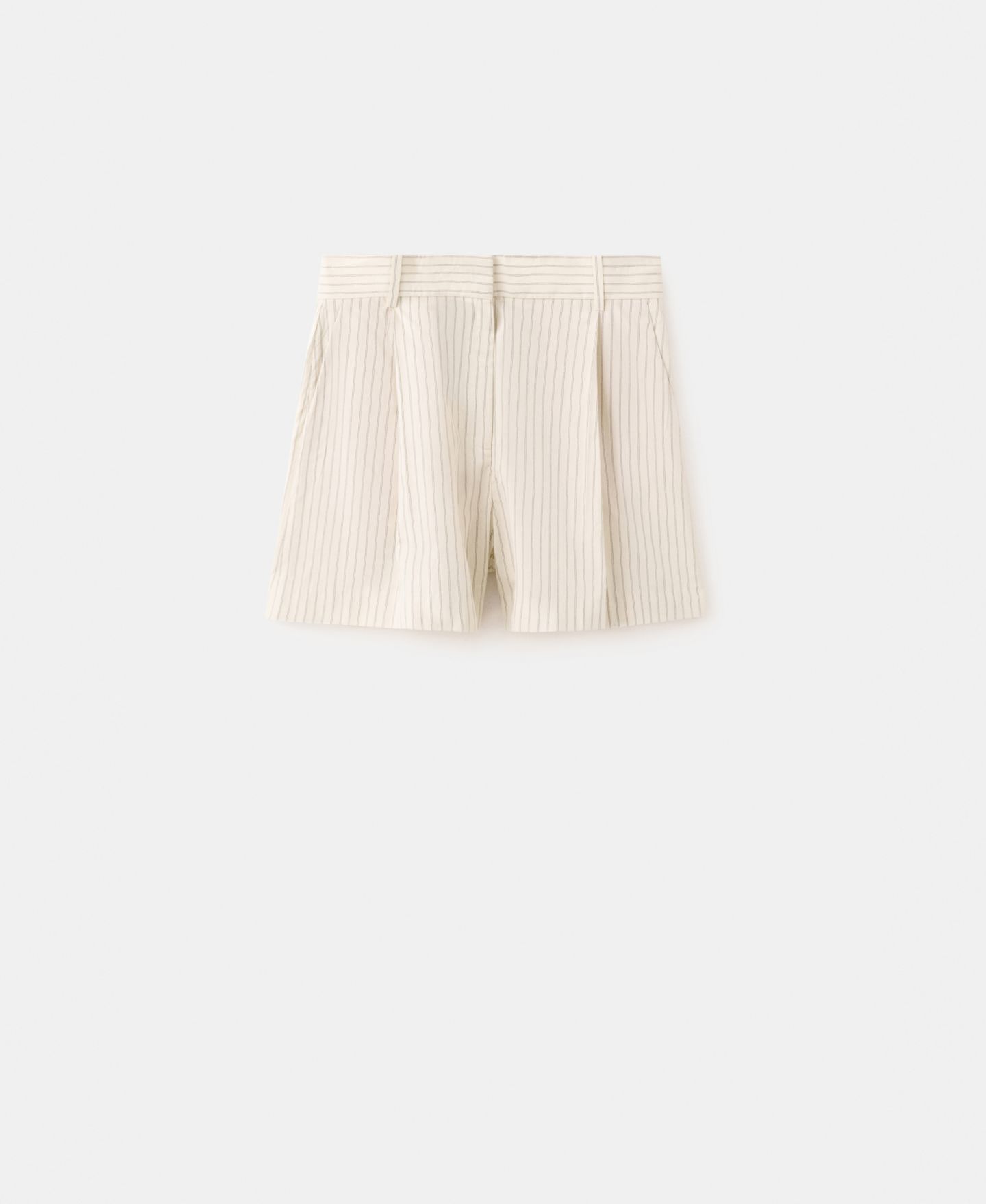 Женские шорты MANGO Pinstripe Pleated Bermuda, цвет: Ванильный — фото 1